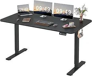 55 x 24 Inches Electric Height Adjustable Standing Desk Large Sit Stand Up Desk Home Office Computer Desk Memory Preset