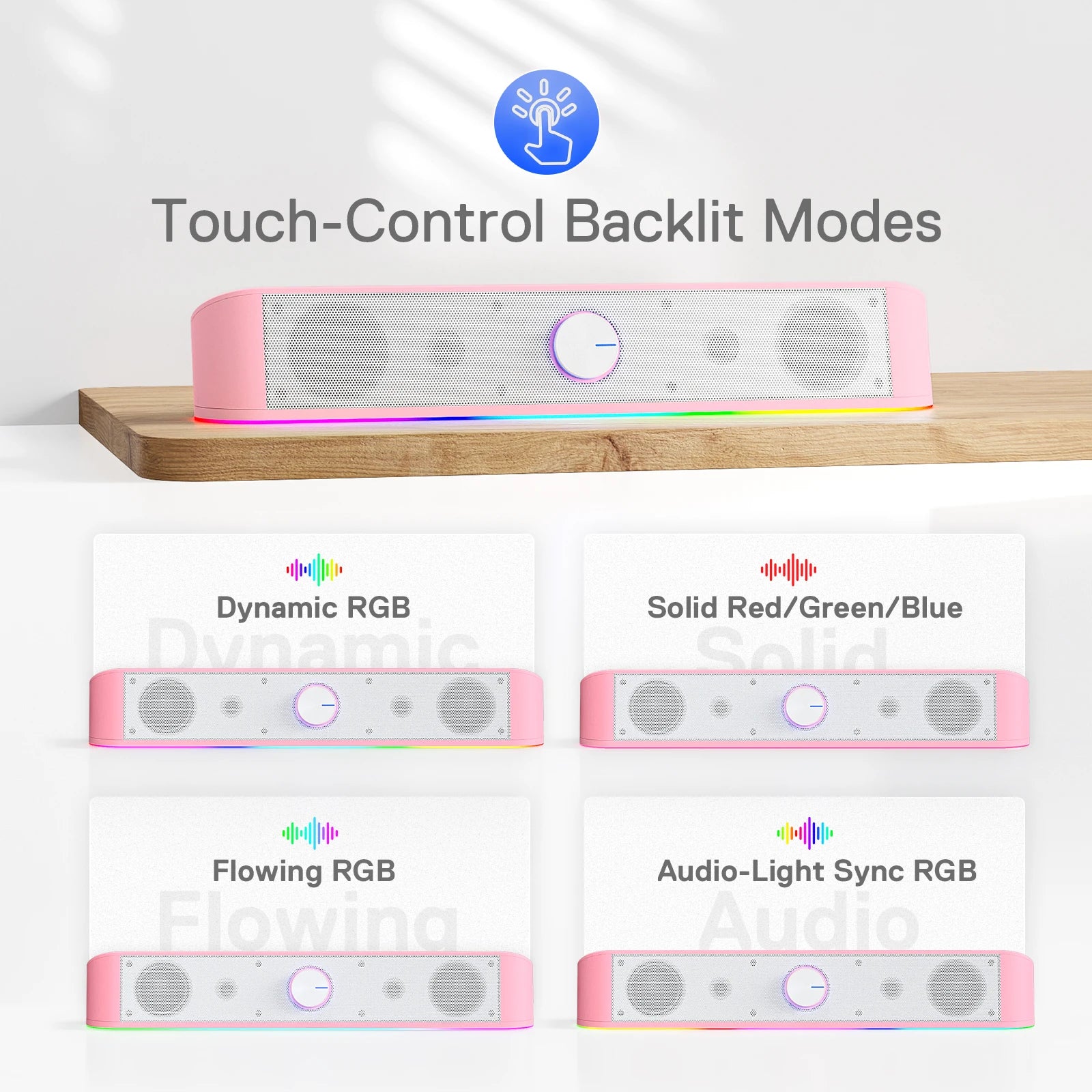 Redragon GS560 RGB Desktop Soundbar 2.0 Channel Computer Speaker with Dynamic RGB Audio