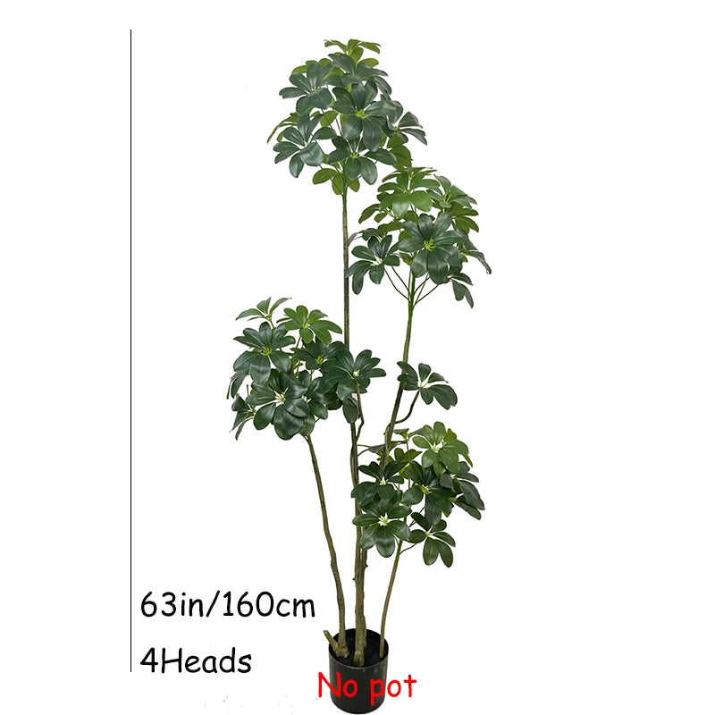 31-74in Large Artificial Ficus Tree Fake Plants Palm Leafs Tropical Shrub Faux Rubber Tree for Home Xmas Garden Office