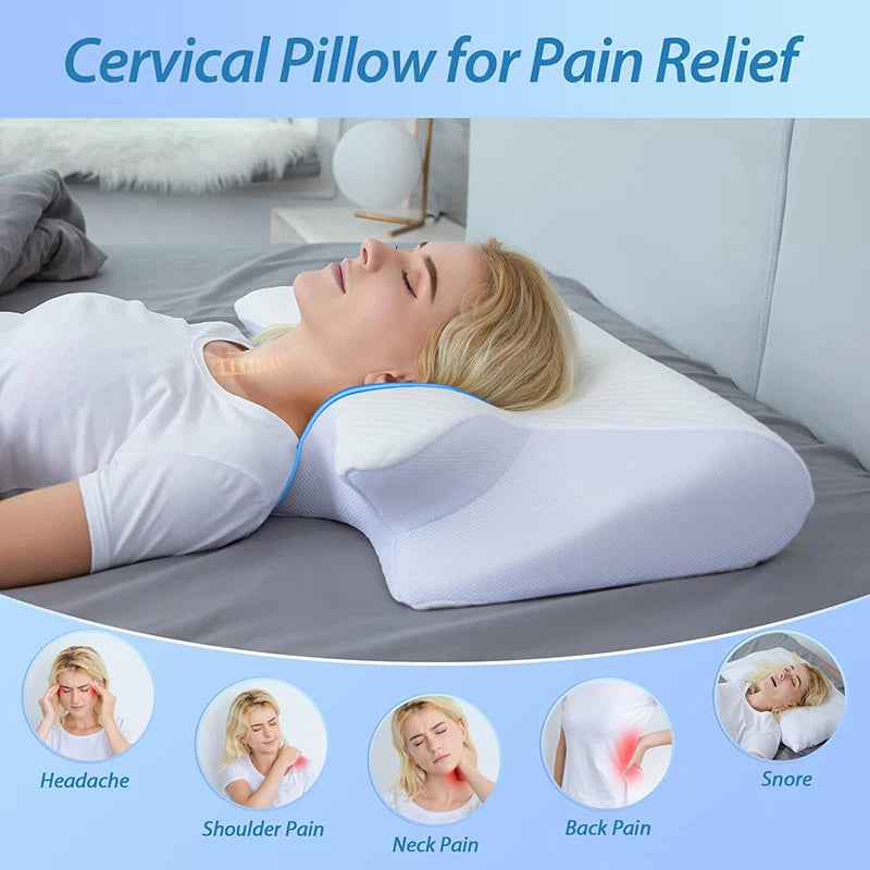 1pc Memory Foam Cervical Pillow 2 in 1 Ergonomic Contour Orthopedic Pillow for Neck Pain Contoured Support Pillows,Neck
