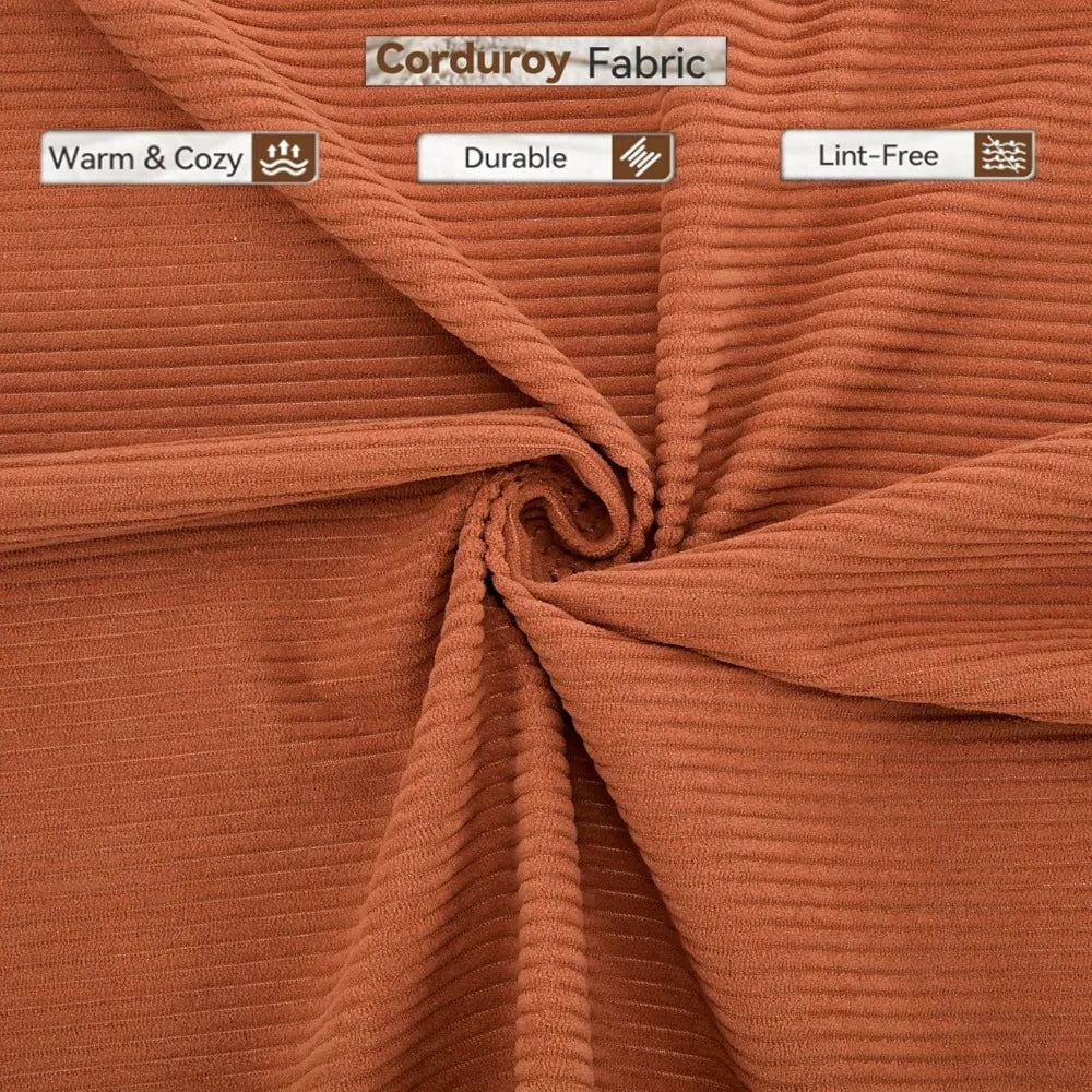 Convertible Sleeper Sofa Bed with Cylindrical Pillow Corduroy Folding Mattress Couch with Fixed-Shape Frame Floor Sofa