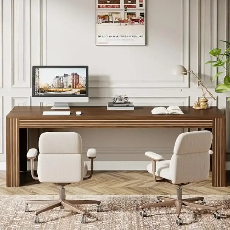 [High-Quality Hot Deal!]79-Inch Extra Long Desk Two Person Double Desk for Home Office Wooden Long Computer Desk