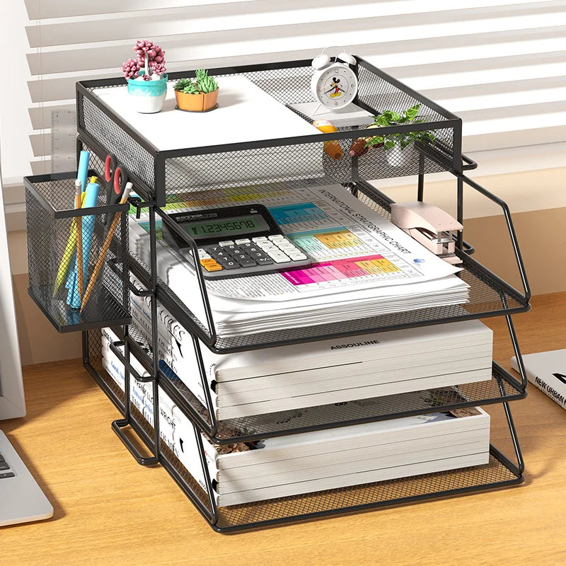 office-a4-paper-desk-organizer-document-file-letter-book-brochure-filling-tray-rack-shelf-carrier-metal-wire-mesh-storage-holder