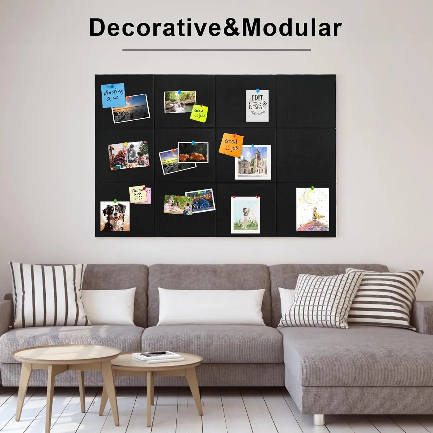 6/8/12/24PCS Large Cork Board Felt Board AlternativeTiles Self-Adhesive Wall Panels Bulletin Board Pin Board for Office