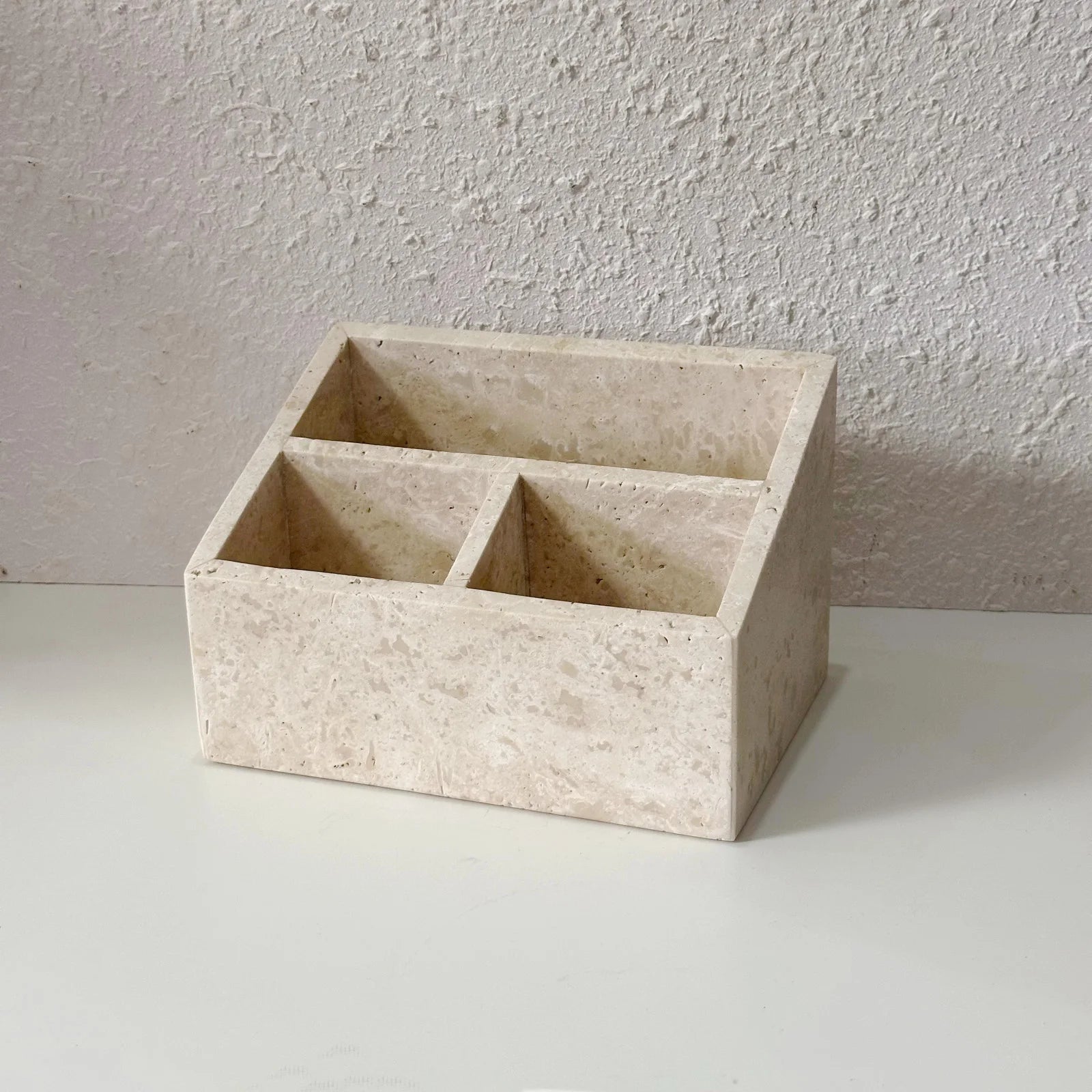 Luxury Calacatta Viola Natural Marble Desktop Organizer Multi-Layer Stone Tray for Pens Makeup Brushes Jewelry