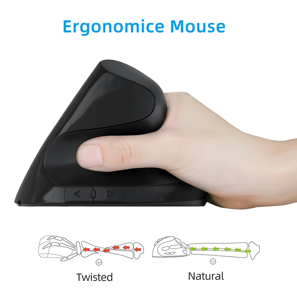2.4G Vertical Wireless Mouse Rechargeable Wireless Vertical Ergonomic Optical Mouse 2400 DPI 6 Buttons for PC Laptop