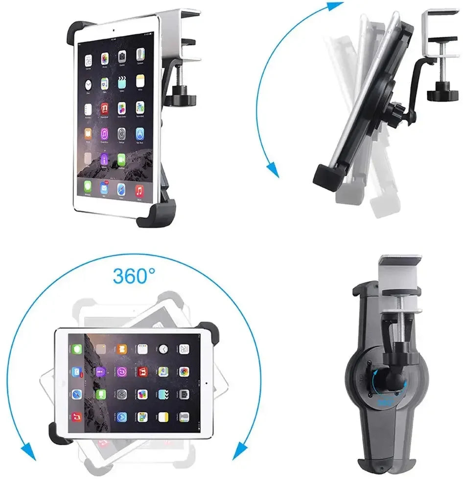 Kitchen Tablet Mount Aluminum Clamp 360° Rotation for 7-14.5 inches Clamp Tablets Phone Holder for iPad Xiaomi Samsung