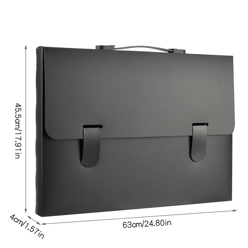 A3 Handheld File Storage Bag Large-Size Document Organizer Office Portfolio Folder 4K Artwork Storage Holder - Black-4K