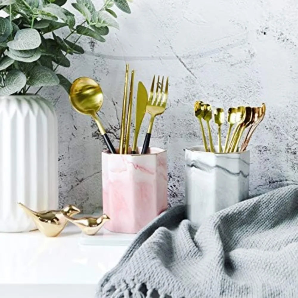 pen holder pencil holder marble desk organizer cute durable ceramic pencil cup decorative makeup brush holder cup