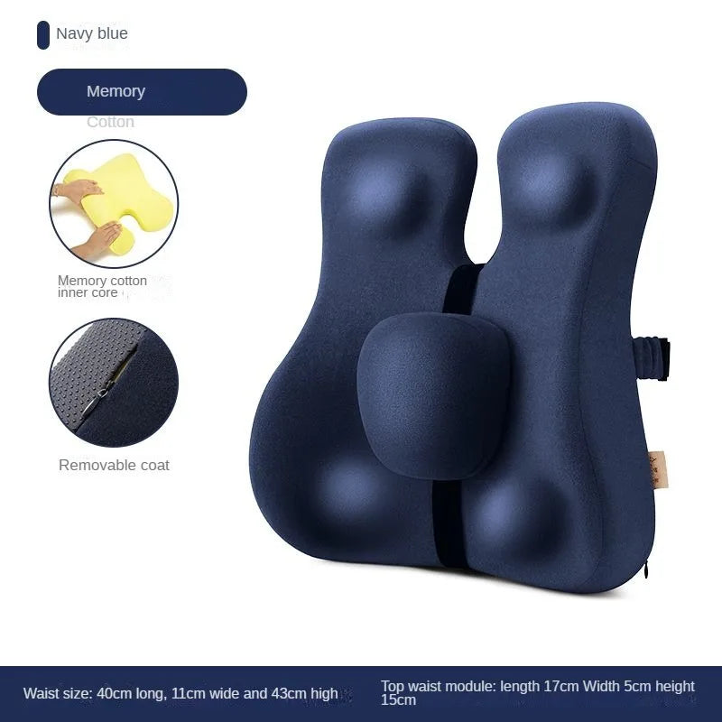 Memory Foam Seat Cushion Waist Back Support Pillow Set Orthopedic Ergonomic Coccyx Relief Hip Lumbar Pad for Office
