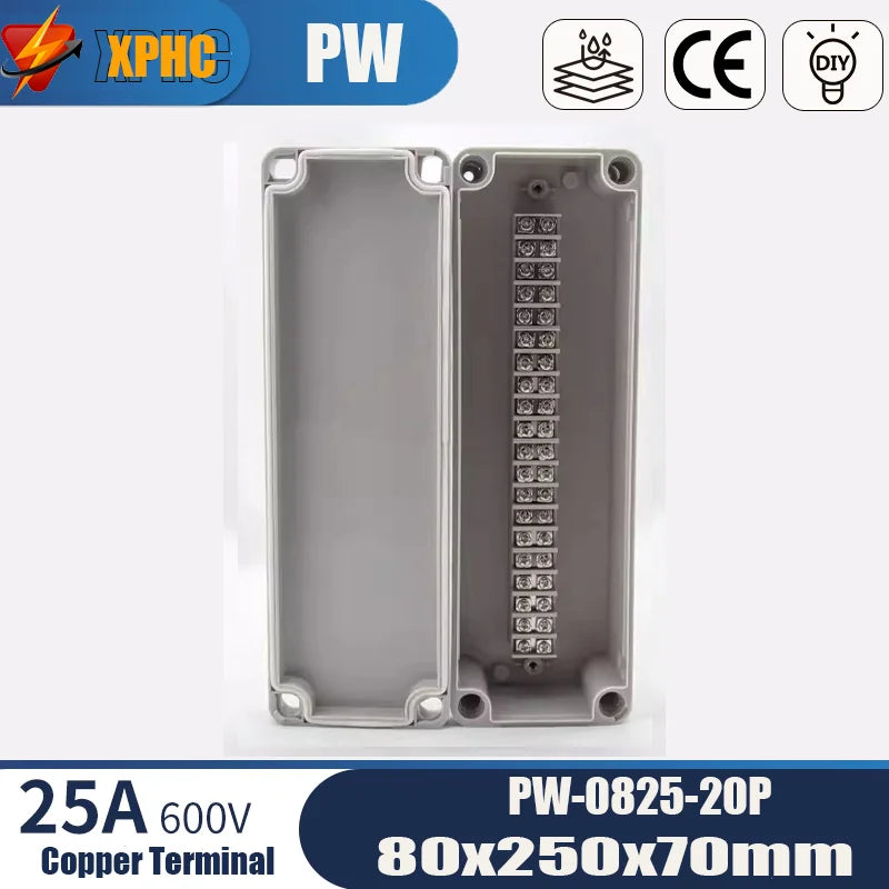 Outdoor ABS Plastic Electric Cable Branch Box Distribution Enclosure Case Home Monitor Waterproof Terminal Junction Box