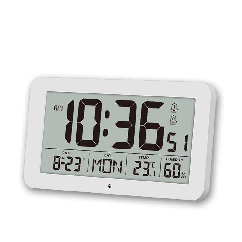 Large Digital Wall Clock with Temperature Humidity Calendar 8.5’’Desk LCD Alarm Clock Backlight for Bedroom Office