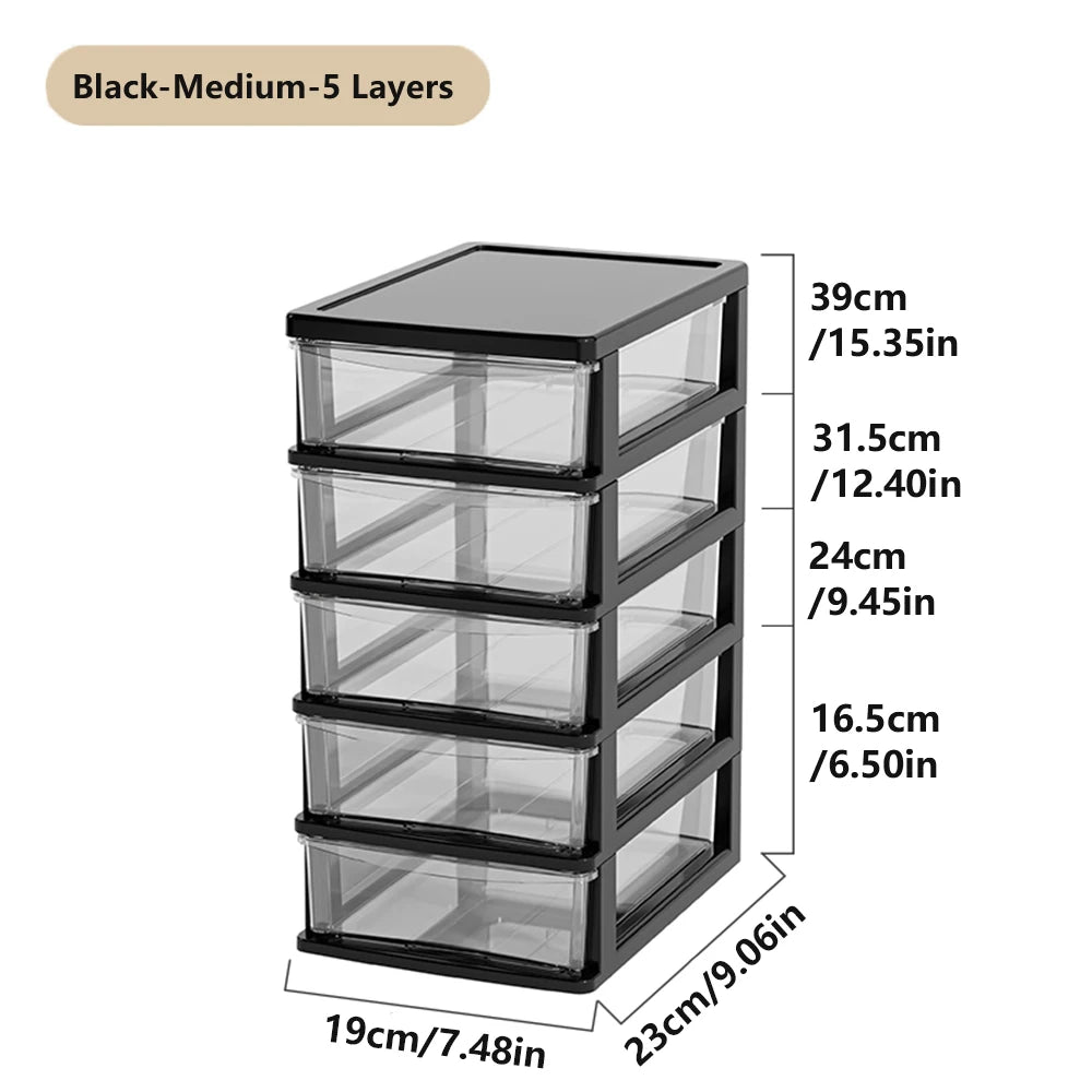 2-6Layers Medium Desktop Storage Box with Drawer Heightened Table Organizer Plastic Office storage cabinet for home