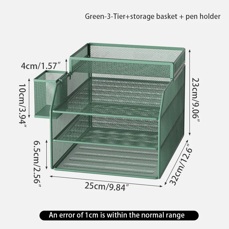 Metal file rack desktop file storage box integrated multi-layer document rack office desk bookshelf book stand