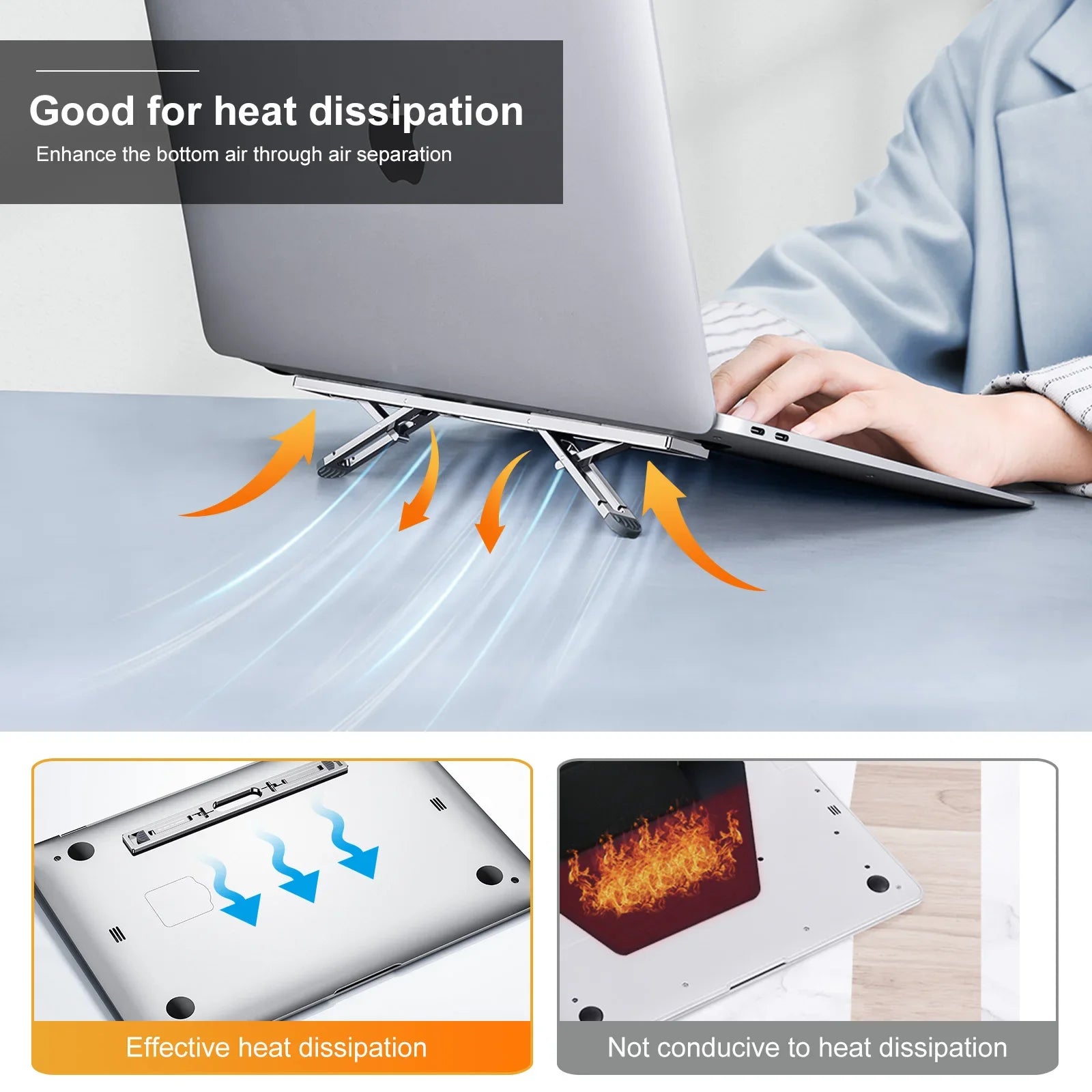 Oatsbasf Portable Laptop Stand for MacBook Adjustable Laptop Riser Invisible Foldable Notebook Computer Cooling Support