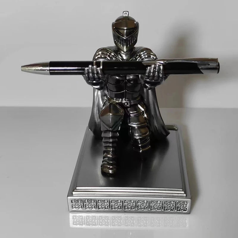 Wearing Armor Pen Holder Ornaments 2025 Bronze Statue Executive Knight With Helmet Home Study Office Decoration