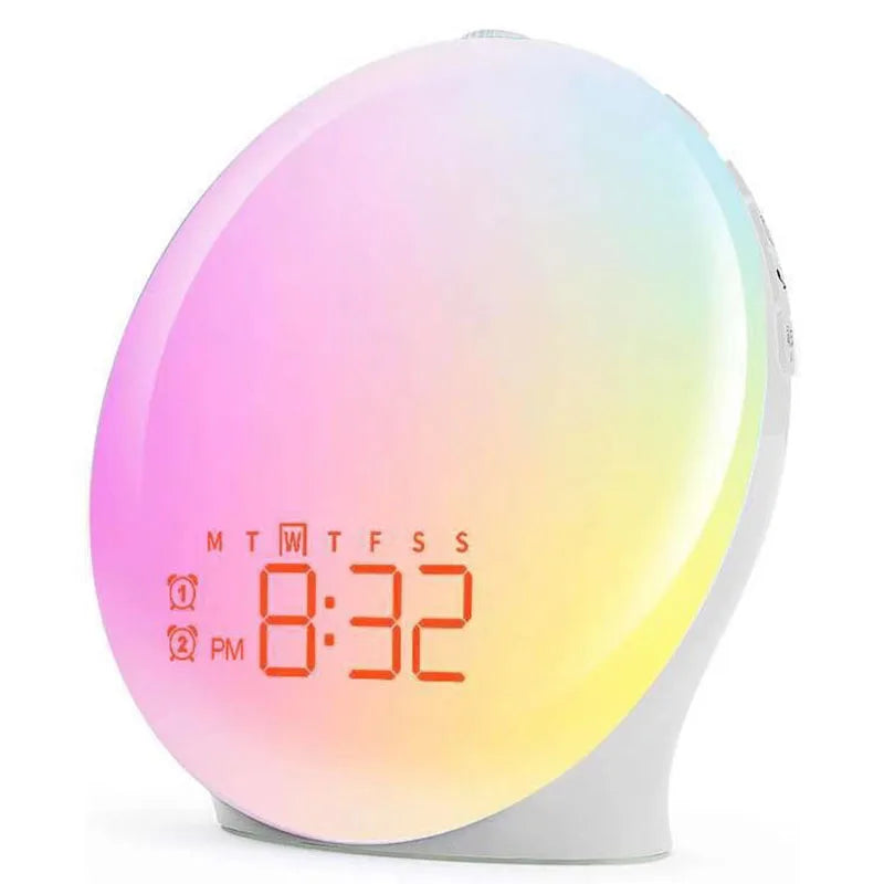 Wake Up Light Sunrise Alarm Clock with Night Light FM Radio Natural Sounds Desk Clock for Heavy Sleepers Bedroom Sleep