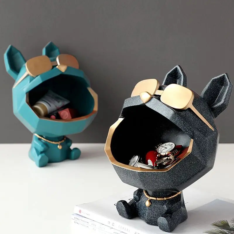 Geometry Dog Model Decoration Pendant Big Mouth Storage Sculpture Porch Desktop Ornaments Keys Lipstick Storage Jar