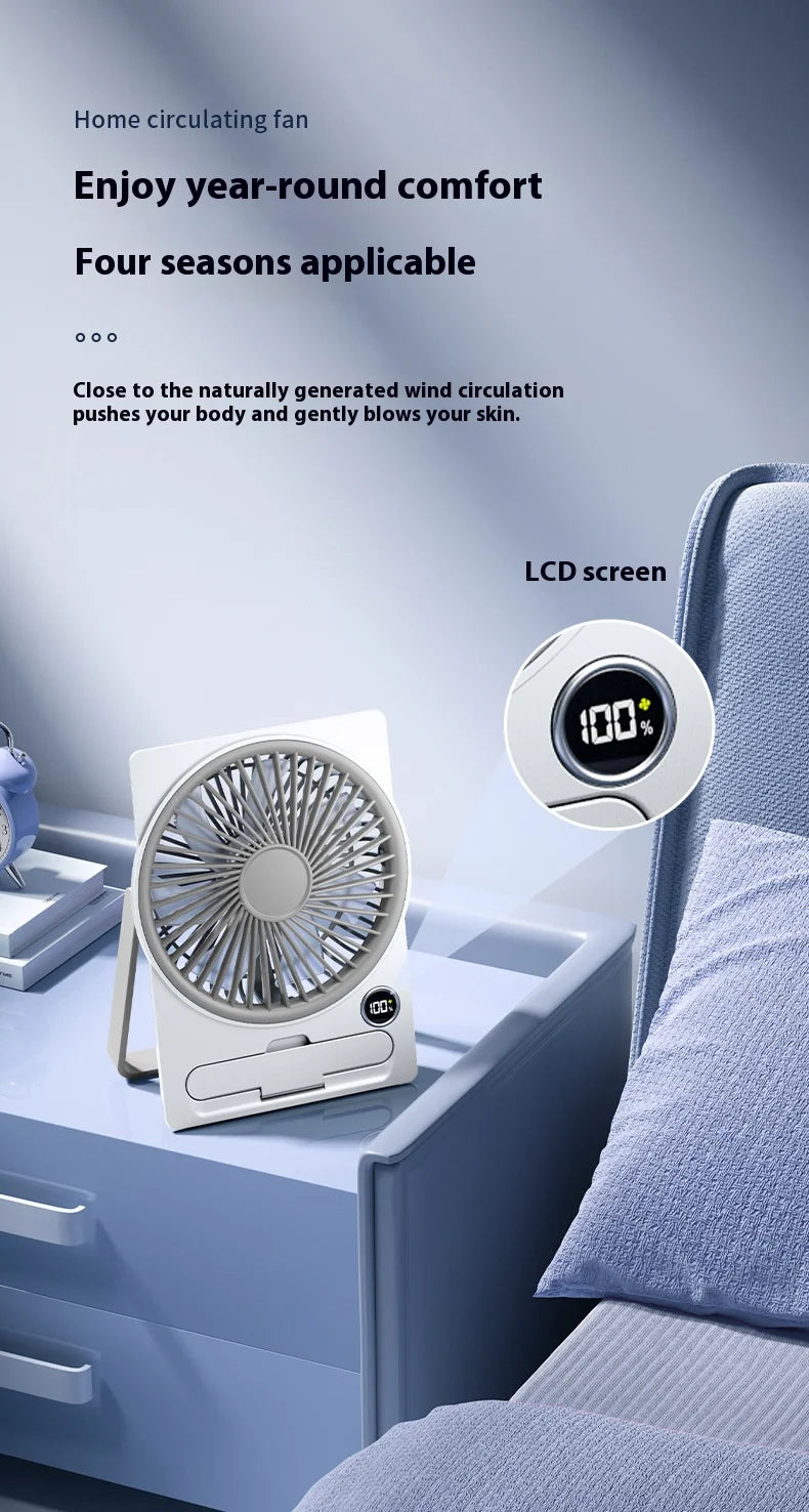 Table fan portable USB charging fan wall mounted personal fan with power display 5-speed ultra-quiet table fan