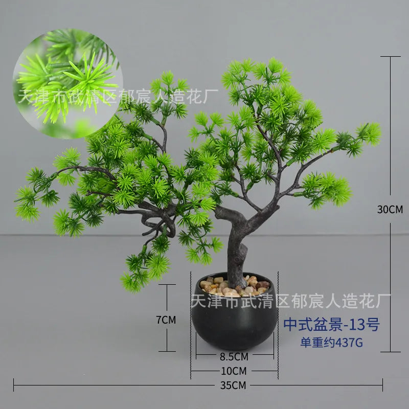 Artificial Chinese Bonsai Welcome Pine Milan Pine Luo Hansong Potted Plant New Chinese Style Living Room Home Office