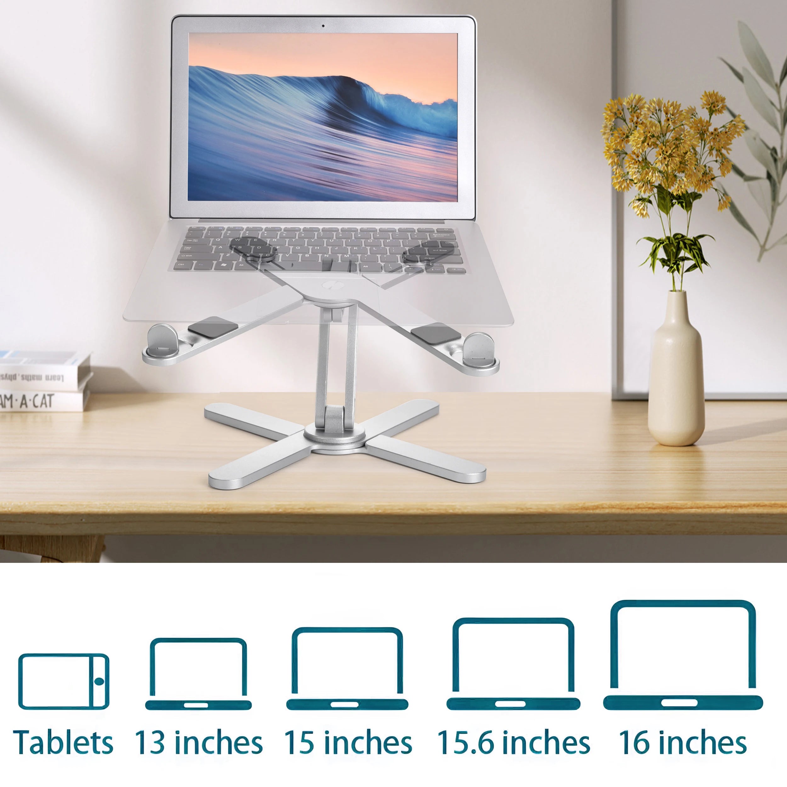 Foldable Laptop Stand 360°Rotation Notebook Table Adjustable Aluminum Alloy Holder Portable X Type Bracket for 10-17