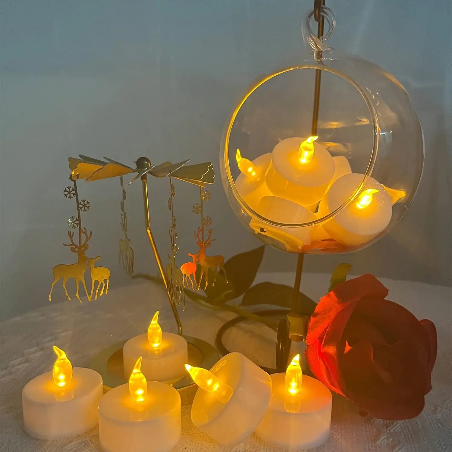 24Pcs/Set Flameless LED Candle Creative wishing Led Tea Light Warm White Flameless Candle Halloween Christmas Decor