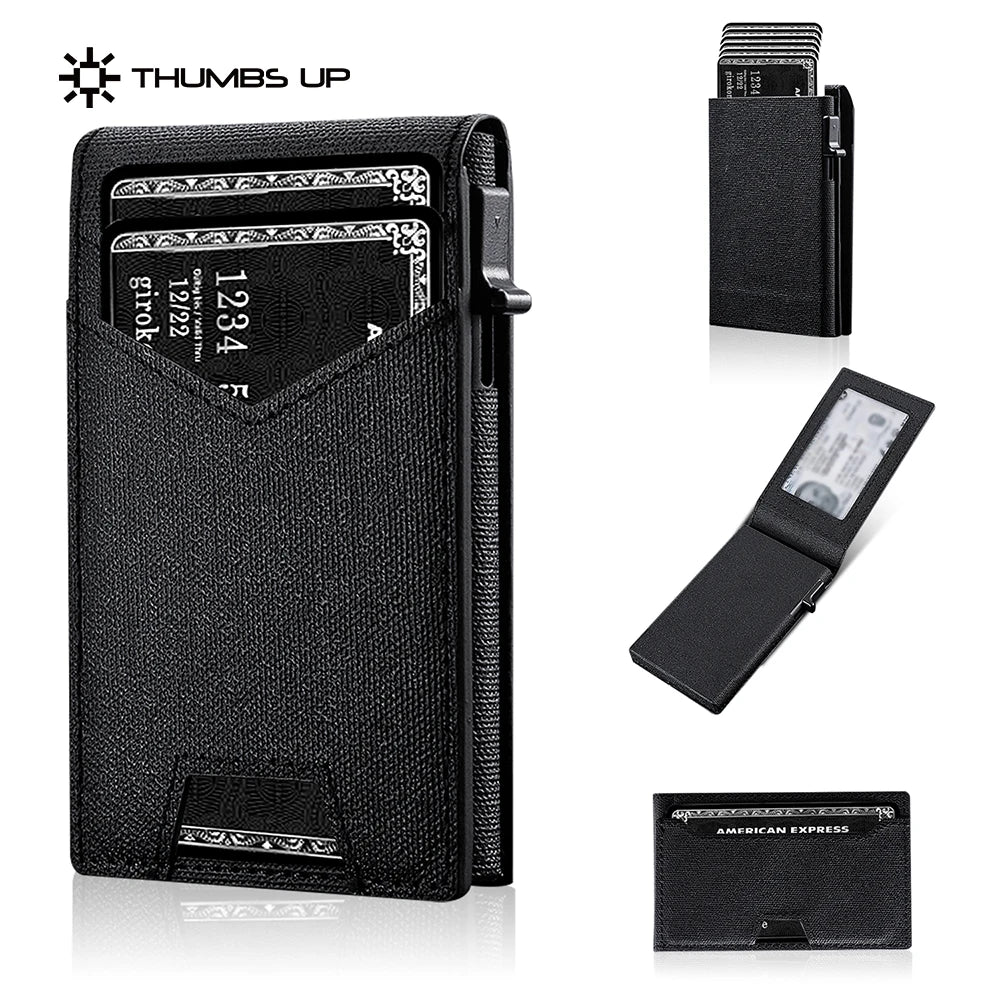 IWANTTI Minimalist Slim Cardholder for Men Premium Fabric Wallet with Card Ejector RFID Blocking Front Pocket Stylish