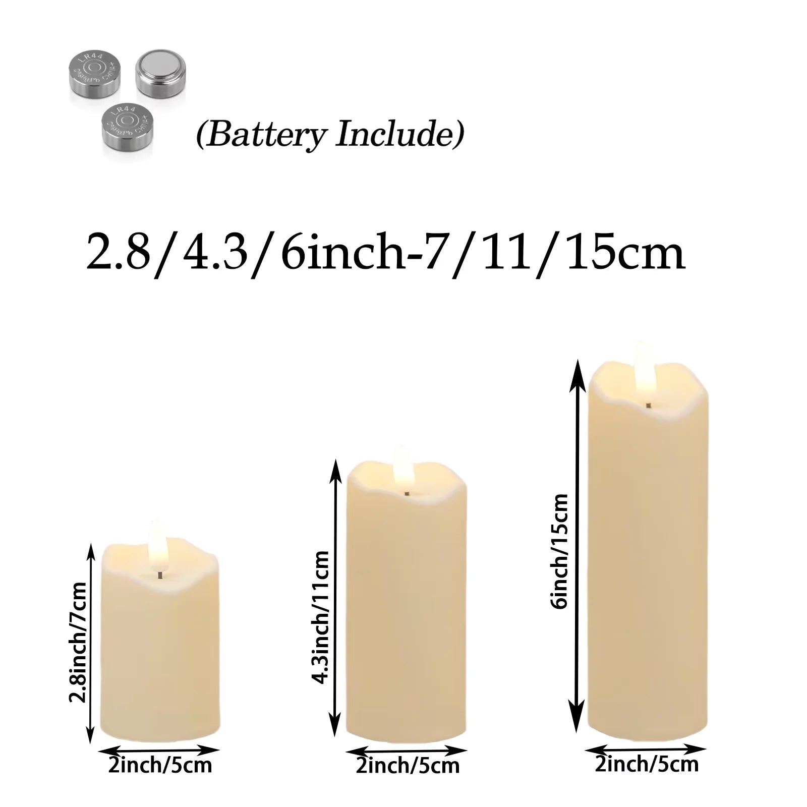 Flameless Candles with Battery LED Candle Decorative Pillar Candles Fake Plastic Candles Battery Operated Home Wedding