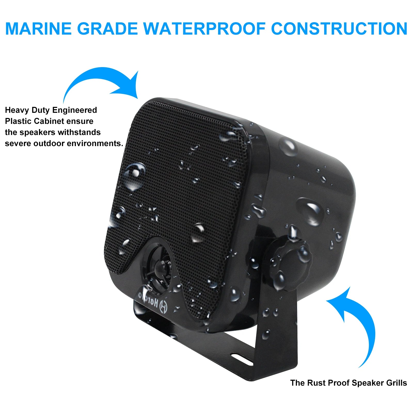 Herdio 4’’ 100W Heavy Duty Waterproof Boat Marine Bluetooth Speakers Surface Mounted For Camper Skid Steer ATV UTV RZR