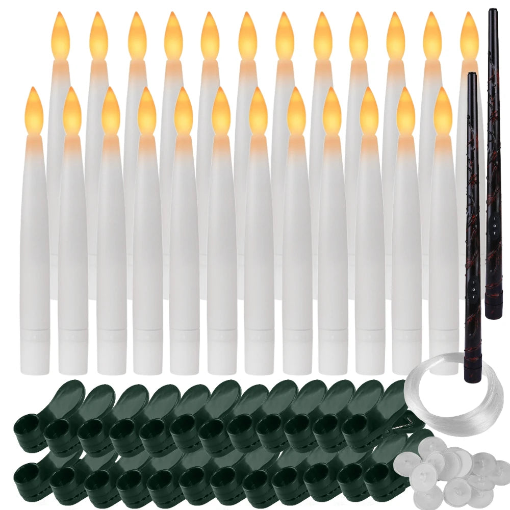 Flameless LED Taper Candles Christmas Tree Electric Candle Lights Mini Taper Clip-On Candles with Remote Timer