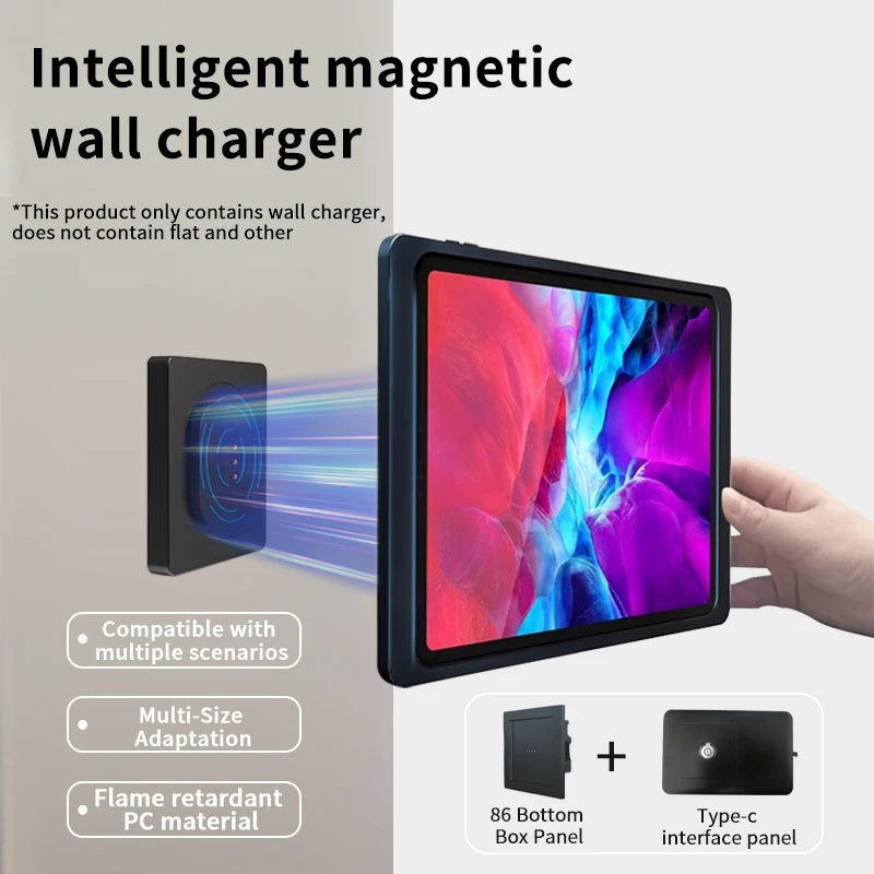 Wall Mounted Wireless Tablet Charger Magnetic Tablet Stand Holder Smart Home Control Panel for Universal Tablet Type-C
