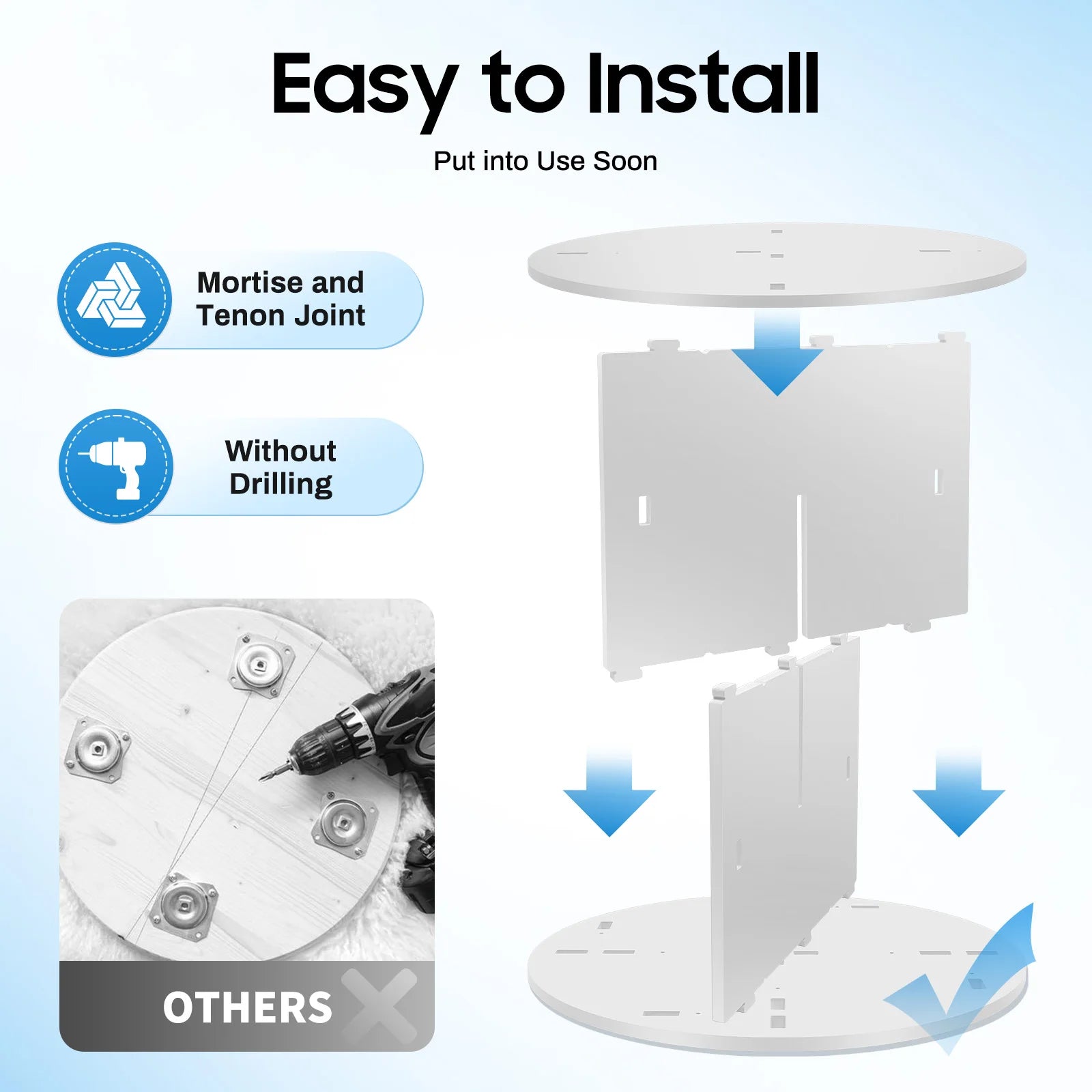 4 Tier Rotating Bookshelf 360° Spinning Display Rack with Wheels 16-Cube Storage Shelf for Books Toys White for Home