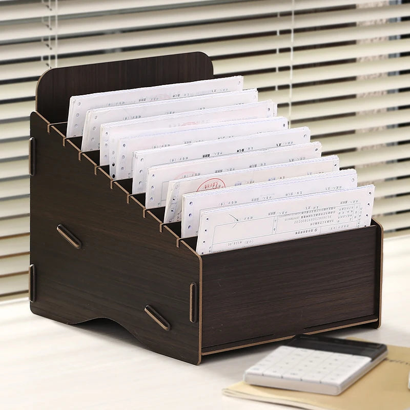 Financial Accounting Document Storage Box Single Receipt Organizer Desktop Storage Box Industrial Sle Wood Made