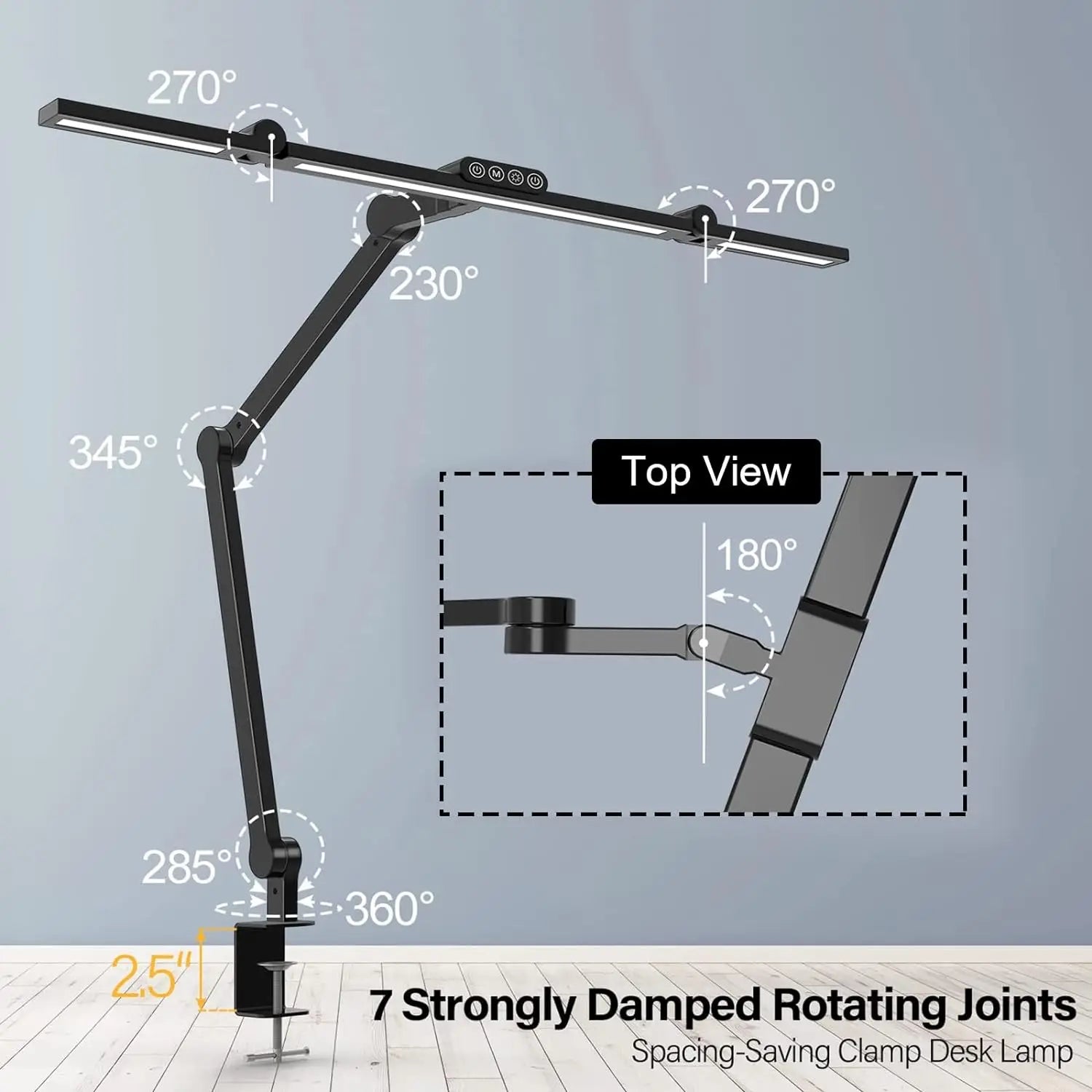 28.2’’ Large Transformable LED Desk Lamp with Clamp Architect Ultra Bright 24W Light Auto Dimming and Sensor Design