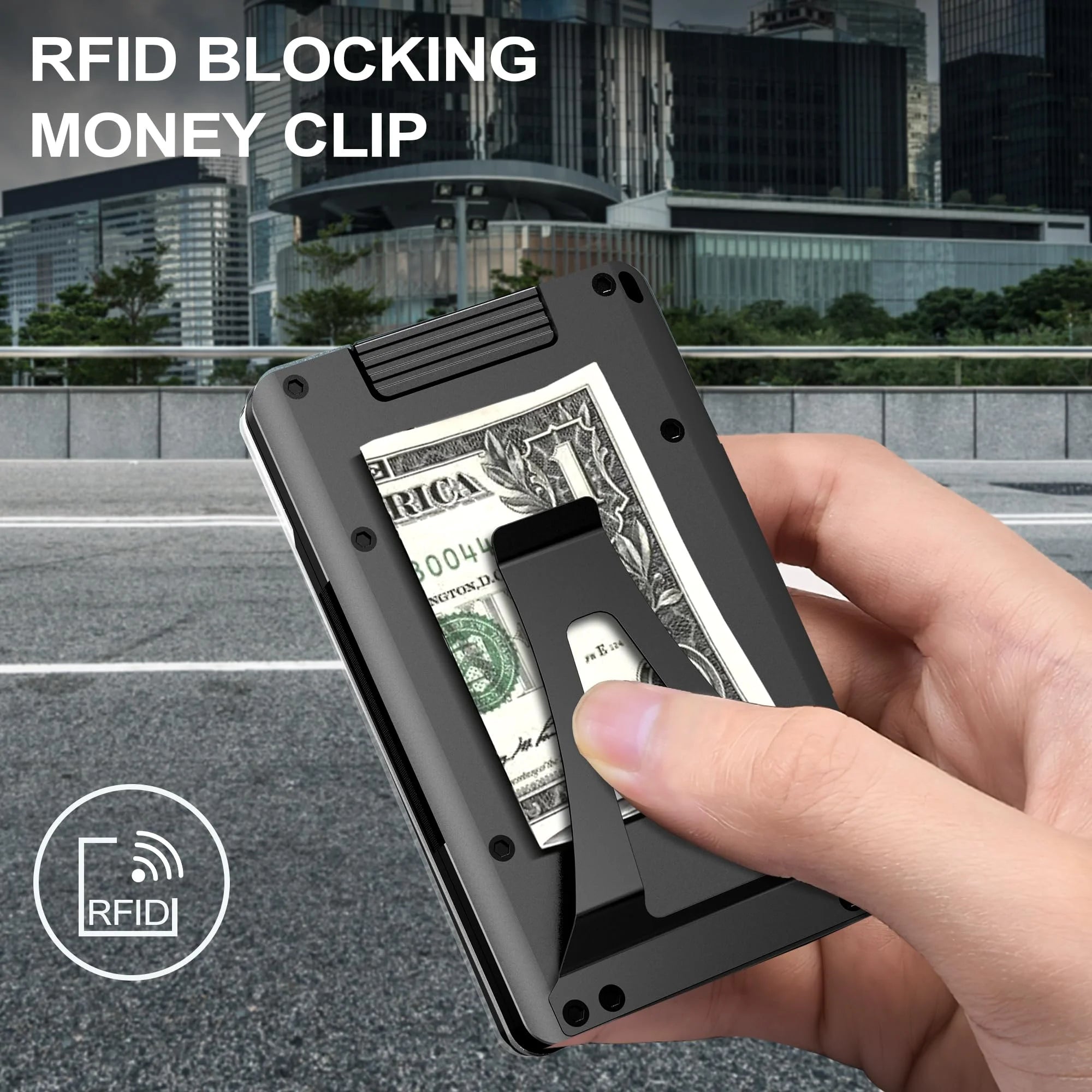 Wallet For Men Card Holder - Aluminum Slim Stretchable Belt Draw-Out Metal Wallet Holds up 15 Cards with Cash