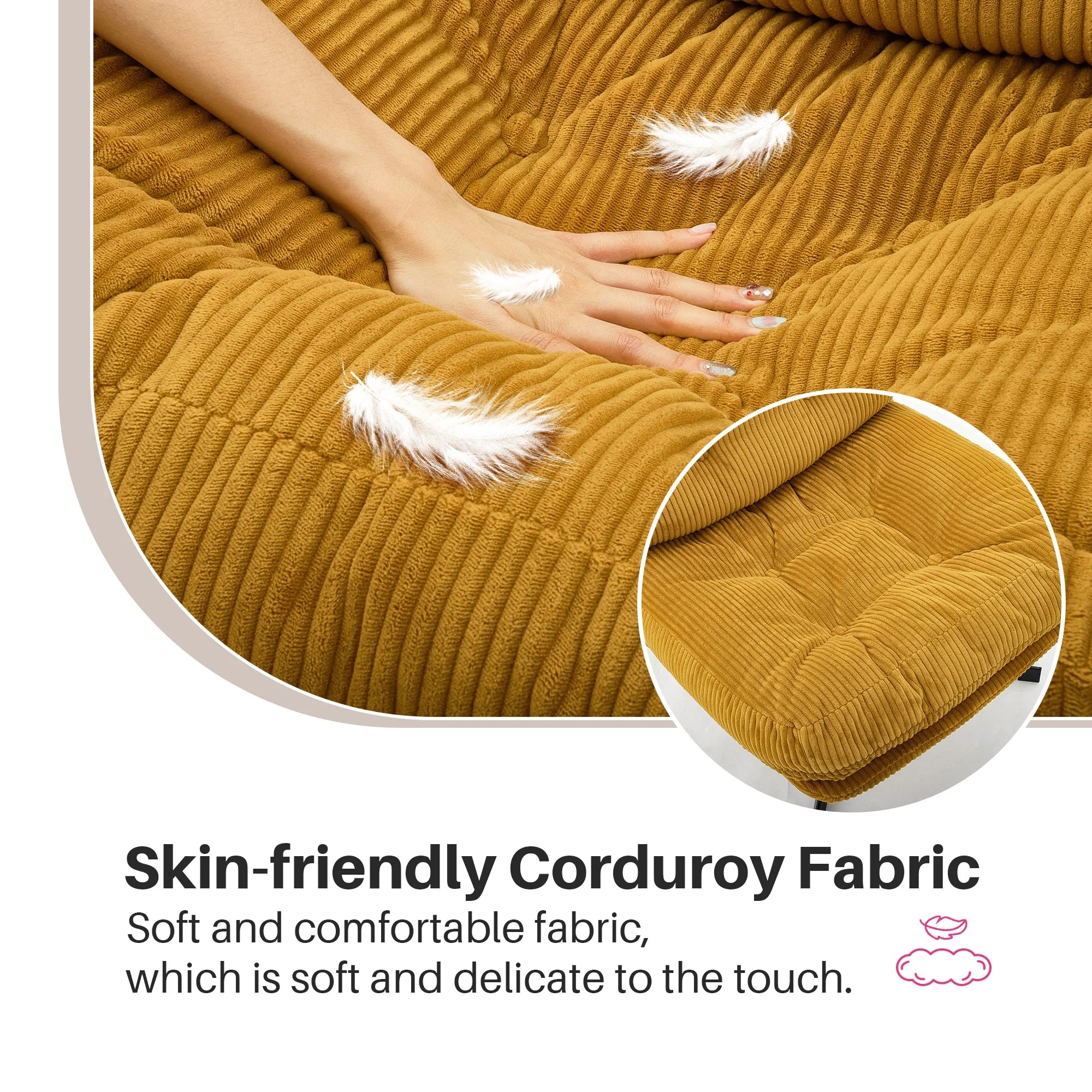 Redlife Modern Foldable Accent Chair 360° Swivel Tufted Lazy Chair Upholstered Lounge Chair w/ Thickened Cushion