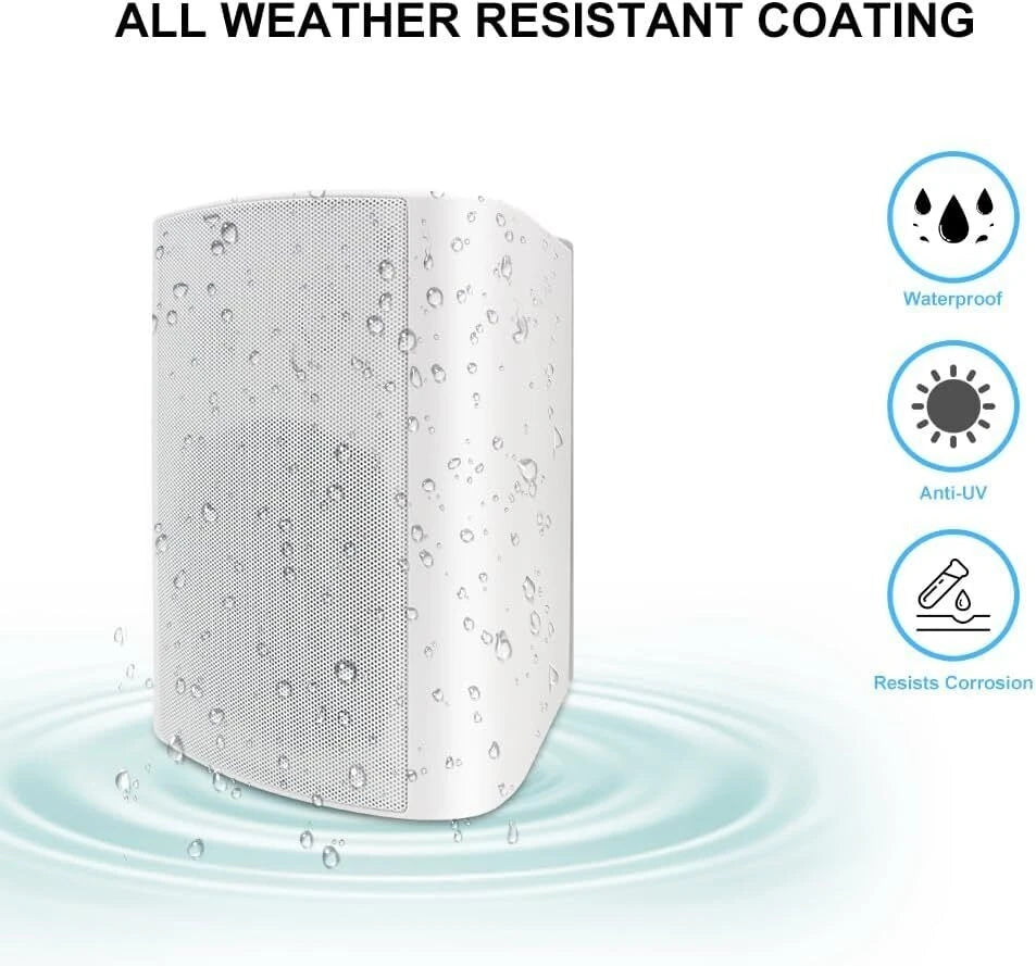 Herdio 2PCS 5.25’’ 300W Indoor Outdoor Bluetooth Speakers Waterproof Wired Wall Mount Active Speakers For Garage Deck