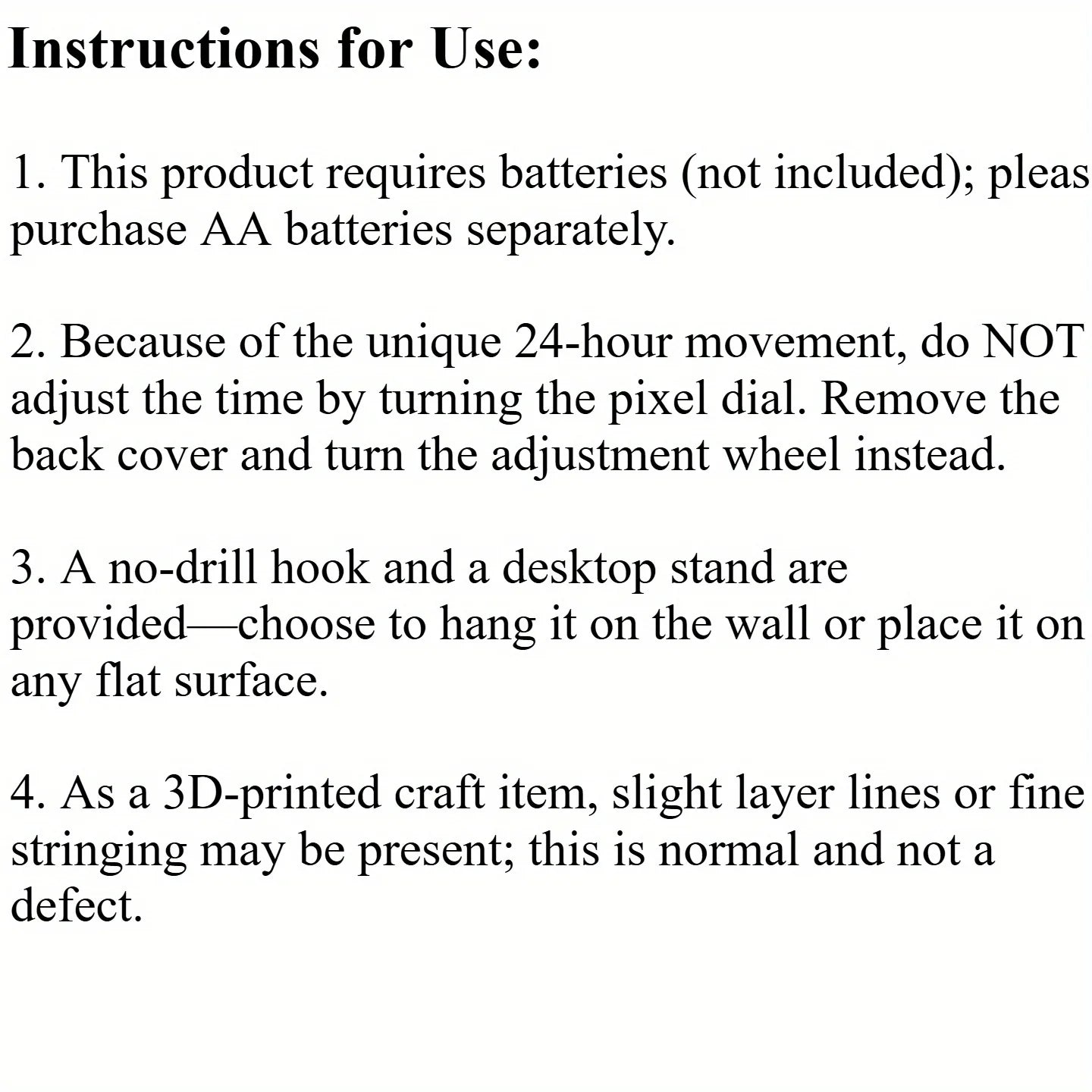 24-Hour High-Quality Pixel-Style 3D-Printed Trend Clock—wall or desk décor perfect for any holiday gift. Hang it or set