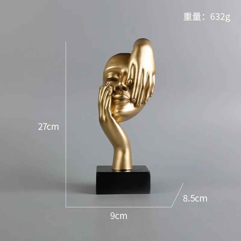 27cm bstract Face Sculpture Resin Thinker Figurines for Desktop Office Desk Living Room Table Collection Figurine