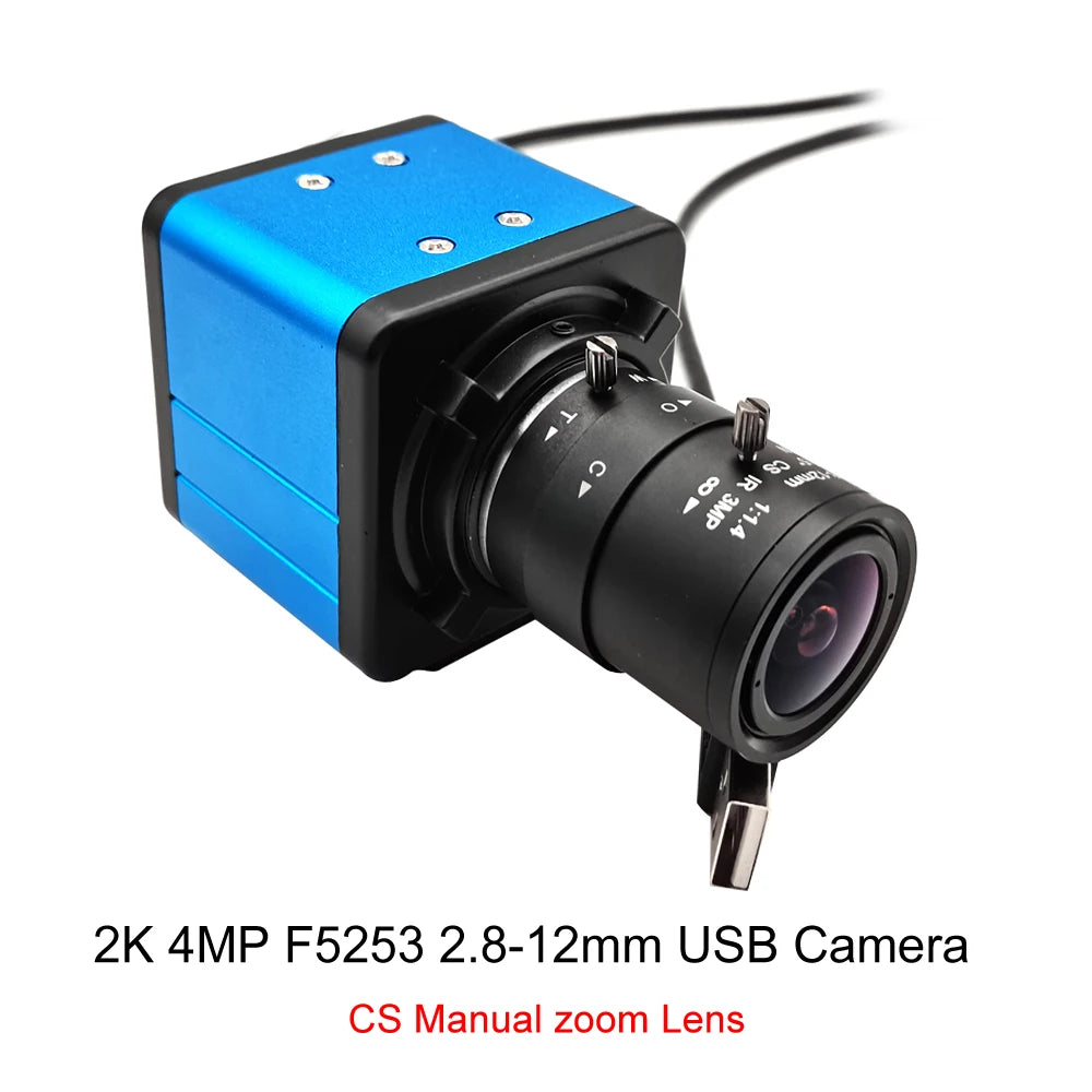 30fps Industrial 4K 8MP CCD IMX415 USB Webcam With 2.8-12mm/5-50mm Manual zoom Lens 2K 4MP UVC OTG PC Video Camera