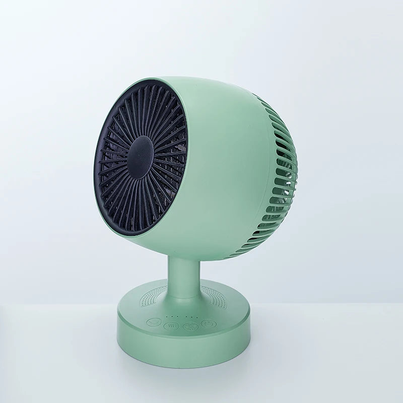 Mini desktop warm air heater office small home electric heater silent shaking head small sun heater - green / EU / 1200W