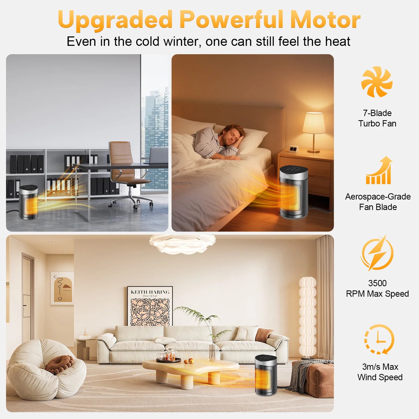 Portable Electric Heater Space Heater Indoor Energy Saving Hot Air Heater Energy Efficient for Household Desktop Office