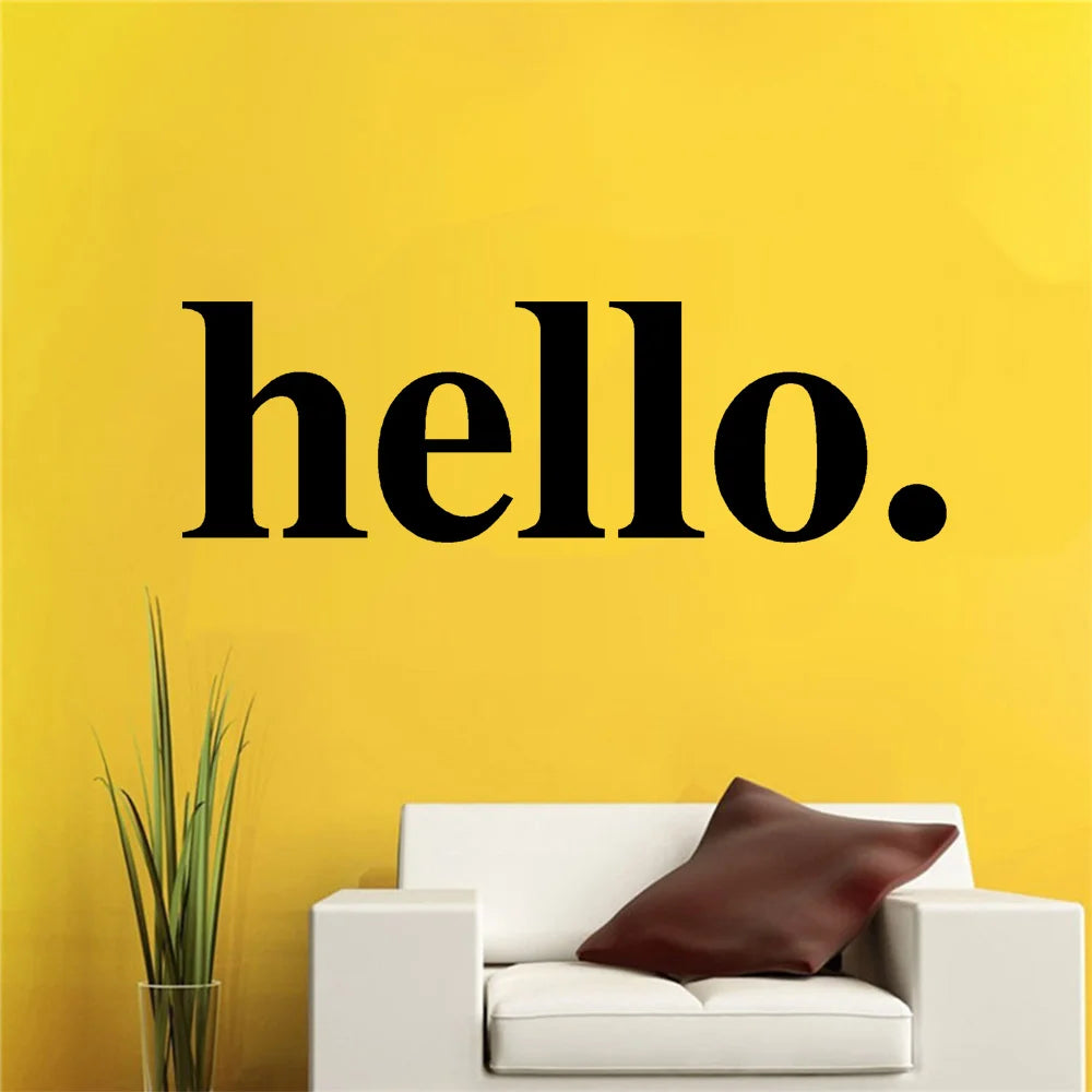 Hello Quotes Wall Sticker Vinyl Home Decor Living Room Bedroom Office Bussines Door Decals Window Decal Murals