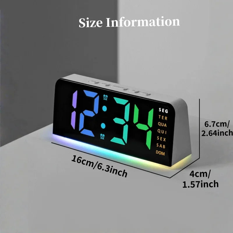 RGB Digital Alarm Clock with 13Colors Mood Light Week 2 Alarm Snooze USB Powered Table Clock 4 Level Brightness 12/24H