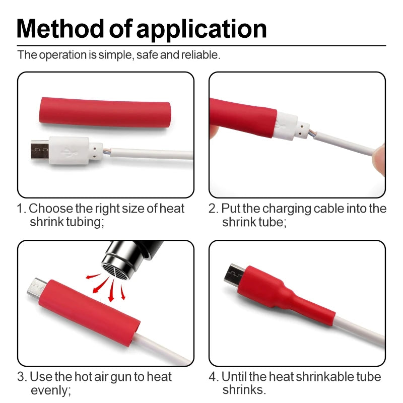 100pcs Heat Shrink Tube Kit 4:1 Flame Retardant Insulated Electrica Wire Wrap Multi-Size Assortment for Cable Repair