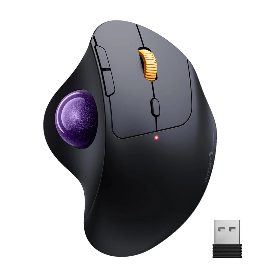 ProtoArc EM04 Trackball Mouse Wireless Rechargeable Ergonomic Vertical Bluetooth Mice for Computer PC iPad Mac Windows