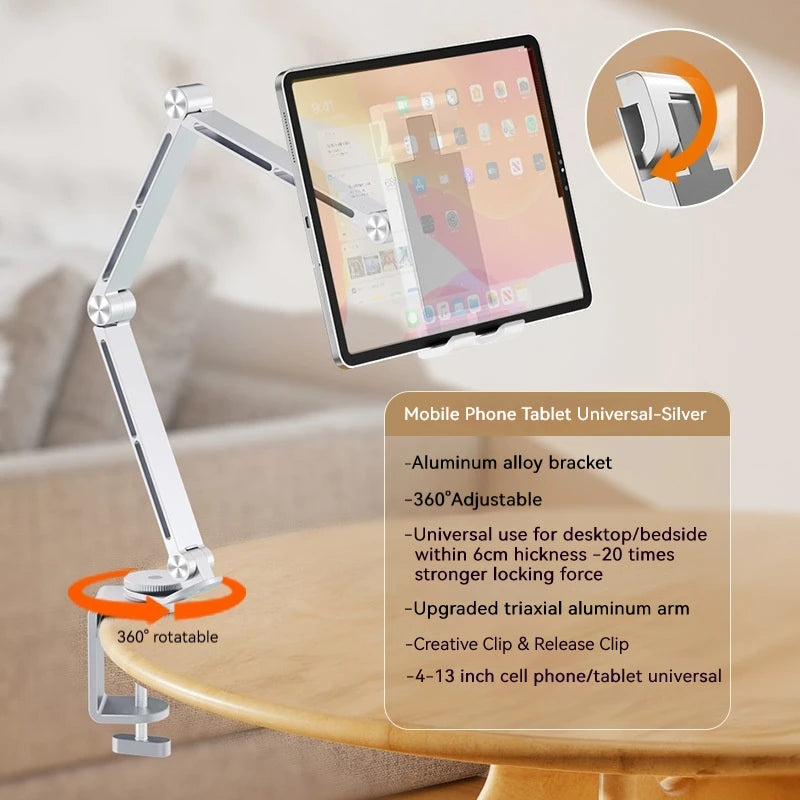 Aluminum Alloy Tablet Holder Stand Phone Clip Holder Rotatable Cantilever Home Live Desktop Holder Folding Bracket