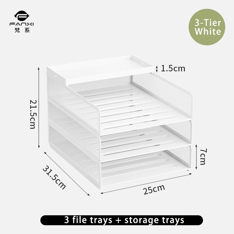 Desktop metal file tray Thickened metal tray Desktop file rack Metal file frame Office storage rack Paper storage