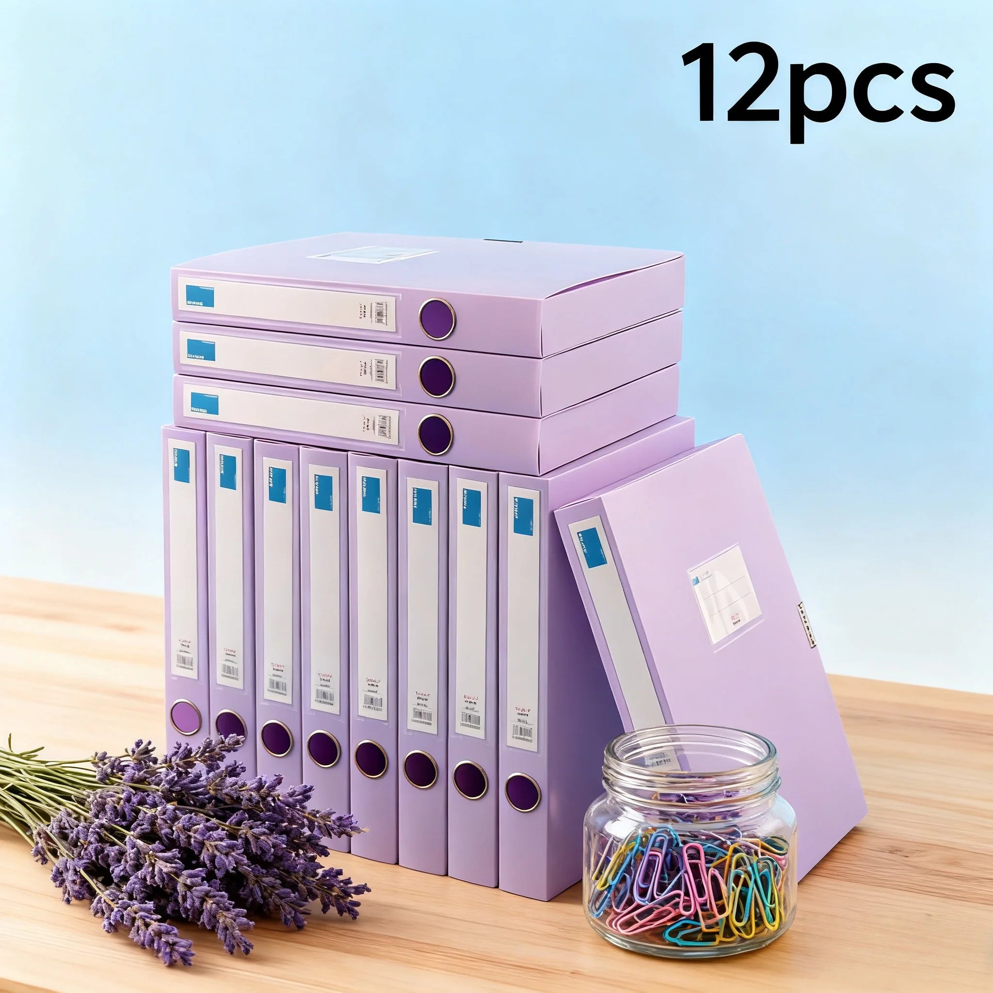 [Pack of 12] Thickened A4 File Boxes/Document Boxes Data Folders Office Supplies Storage Boxes - Morandi Purple