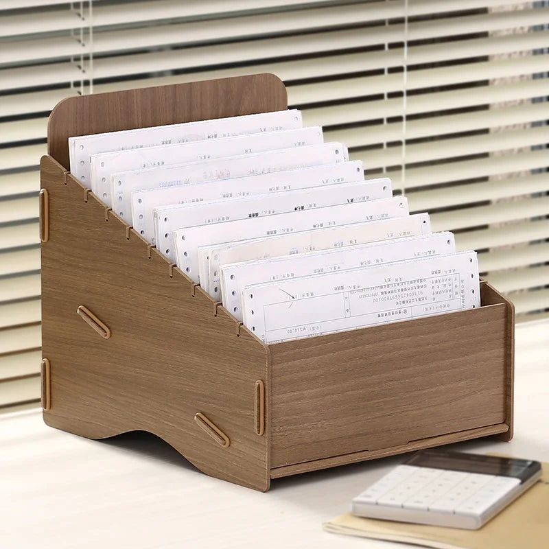 Financial Accounting Document Storage Box Single Receipt Organizer Desktop Storage Box Industrial Sle Wood Made